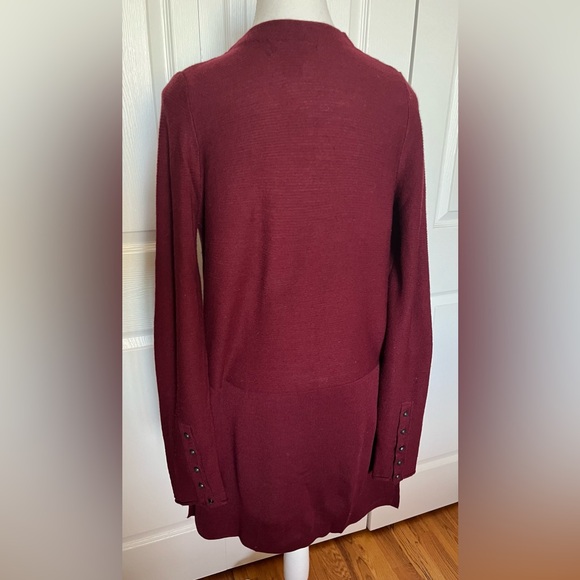 Deep Red Long Cardigan, Size Small - Picture 2 of 6